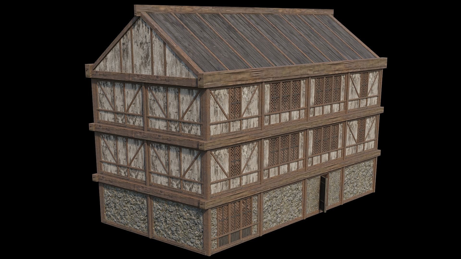 Medieval Houses Pack 36-37-38-39-40 - 4K Textures Game Ready Low-poly 3D model_65