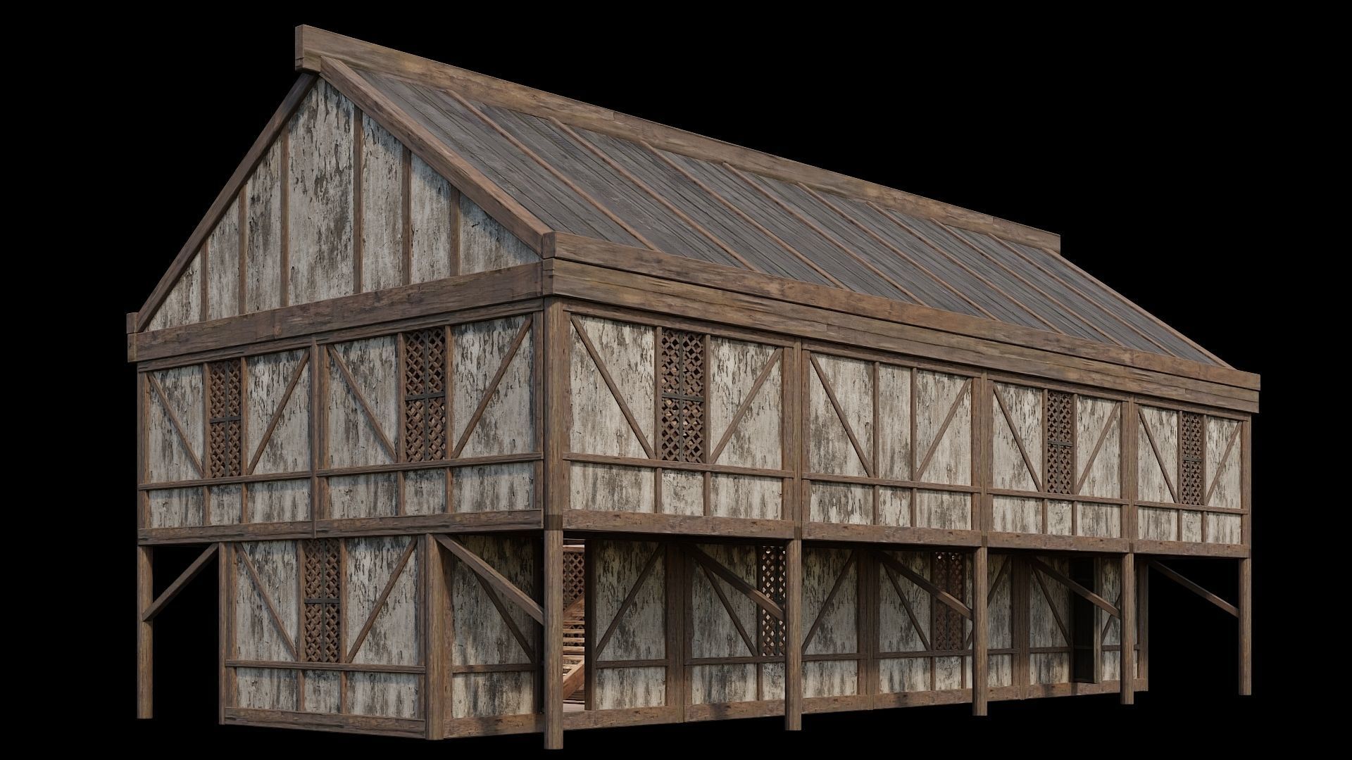 Medieval Houses Pack 36-37-38-39-40 - 4K Textures Game Ready Low-poly 3D model_19