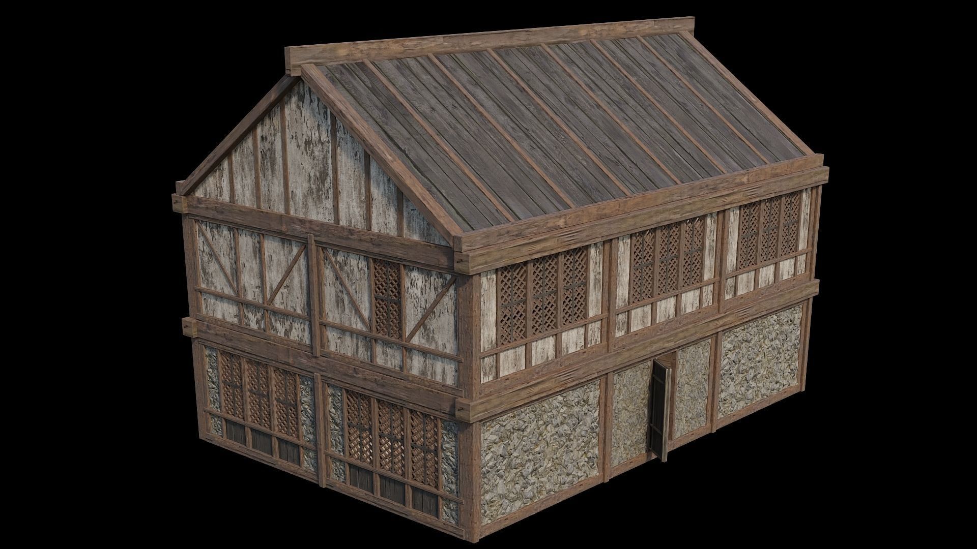 Medieval Houses Pack 36-37-38-39-40 - 4K Textures Game Ready Low-poly 3D model_52
