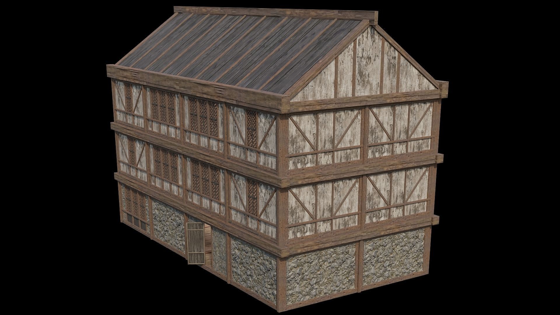 Medieval Houses Pack 36-37-38-39-40 - 4K Textures Game Ready Low-poly 3D model_68