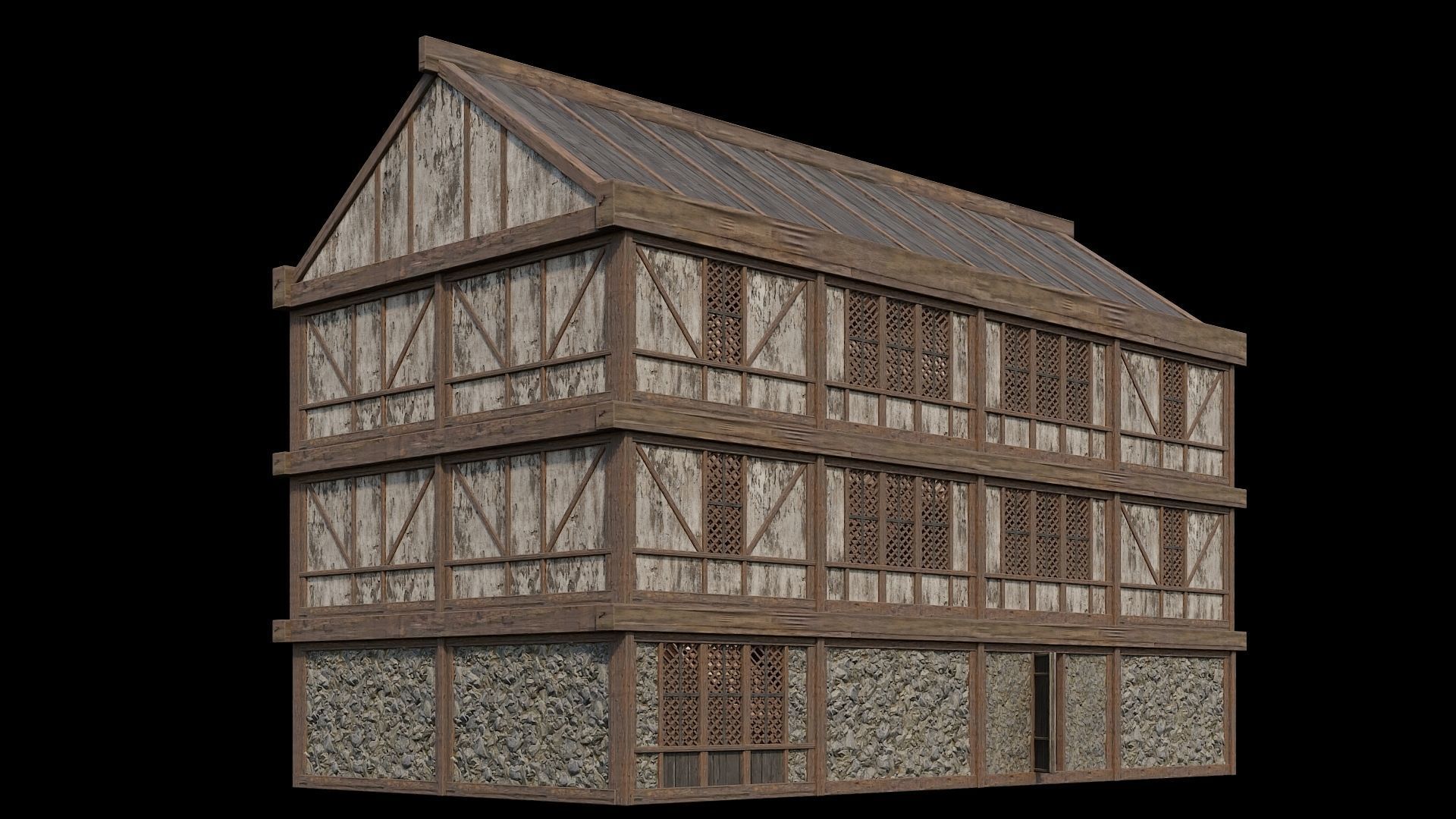 Medieval Houses Pack 36-37-38-39-40 - 4K Textures Game Ready Low-poly 3D model_58