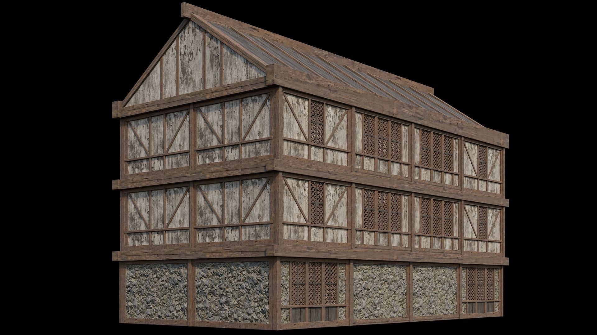 Medieval Houses Pack 36-37-38-39-40 - 4K Textures Game Ready Low-poly 3D model_60