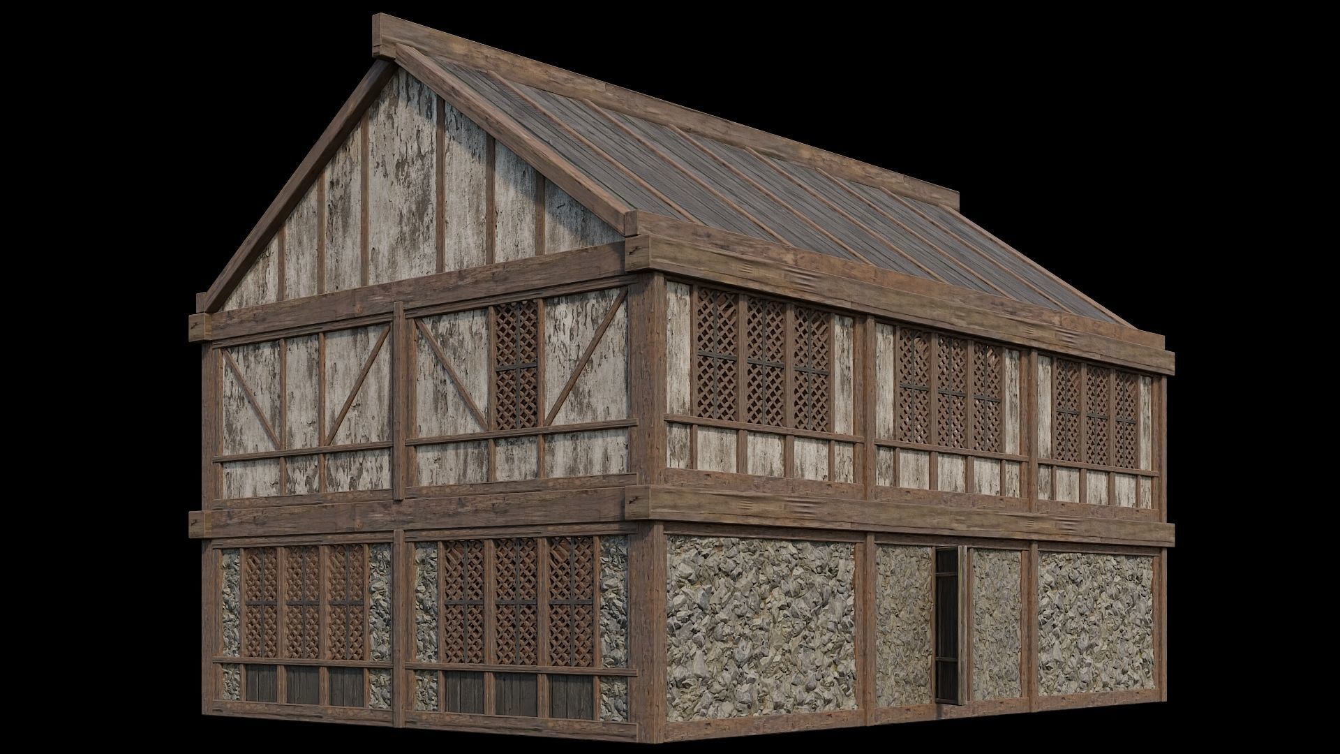 Medieval Houses Pack 36-37-38-39-40 - 4K Textures Game Ready Low-poly 3D model_45