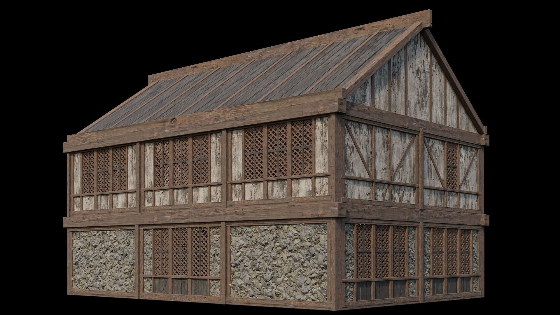 Medieval Houses Pack 36-37-38-39-40 - 4K Textures Game Ready Low-poly 3D model_46