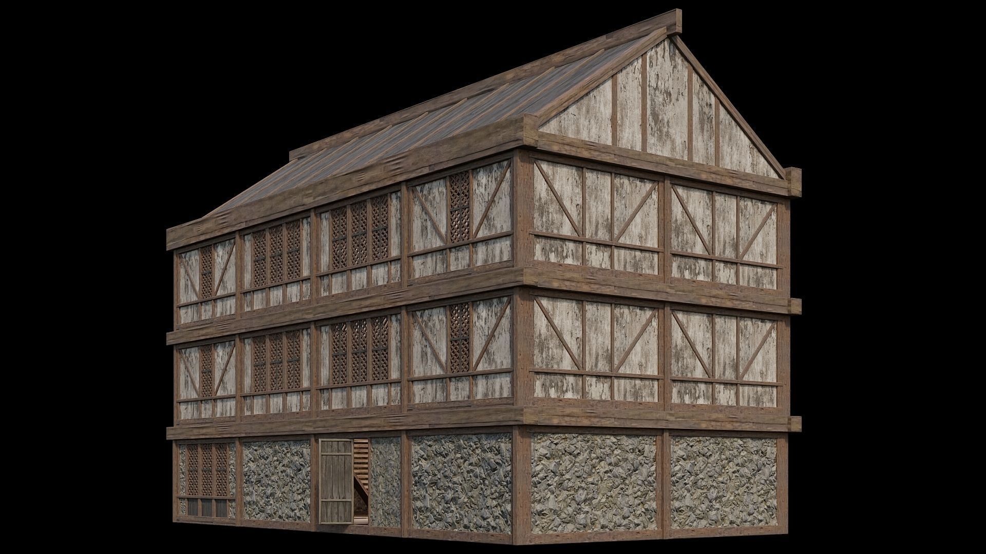 Medieval Houses Pack 36-37-38-39-40 - 4K Textures Game Ready Low-poly 3D model_61