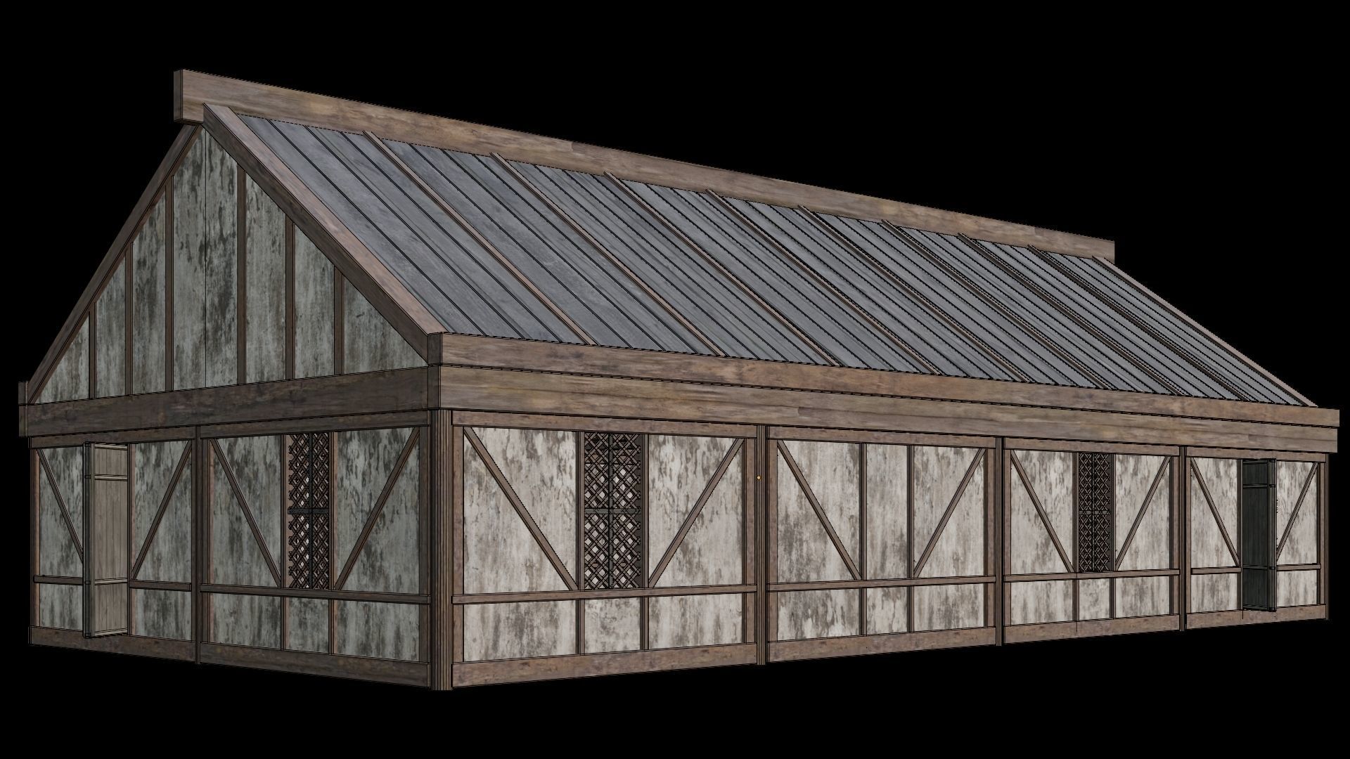 Medieval Houses Pack 36-37-38-39-40 - 4K Textures Game Ready Low-poly 3D model_18