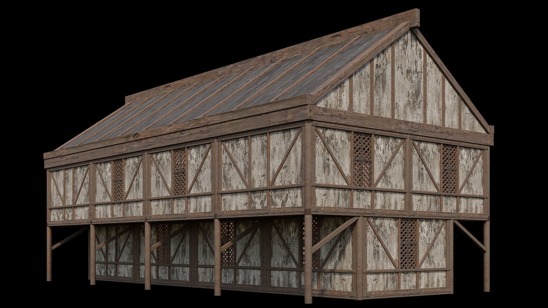 Medieval Houses Pack 36-37-38-39-40 - 4K Textures Game Ready Low-poly 3D model_20