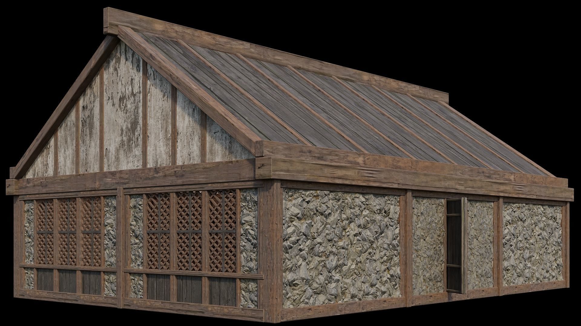 Medieval Houses Pack 36-37-38-39-40 - 4K Textures Game Ready Low-poly 3D model_32