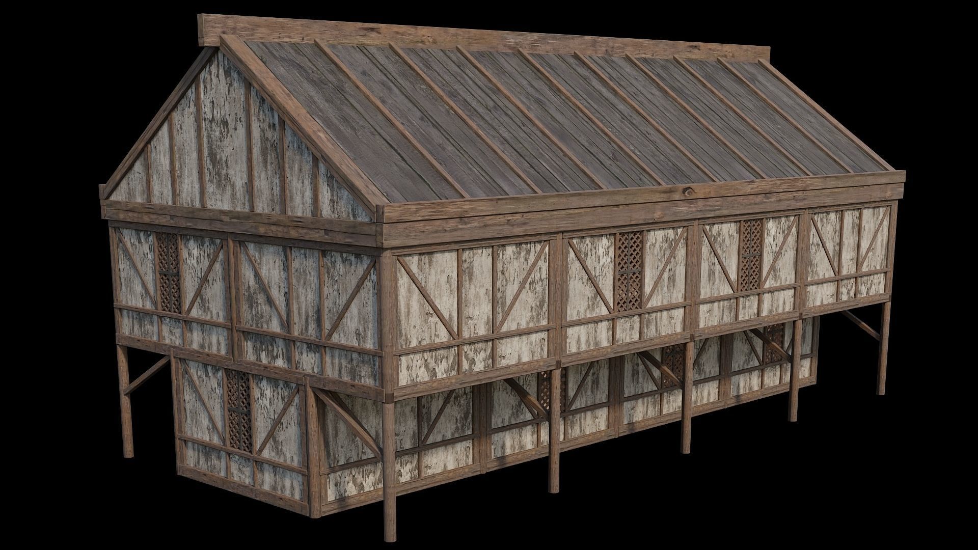 Medieval Houses Pack 36-37-38-39-40 - 4K Textures Game Ready Low-poly 3D model_28