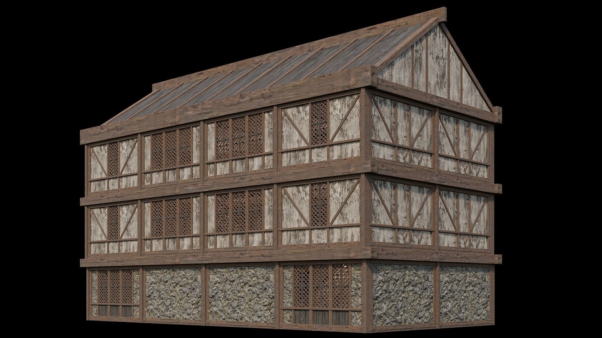 Medieval Houses Pack 36-37-38-39-40 - 4K Textures Game Ready Low-poly 3D model_59