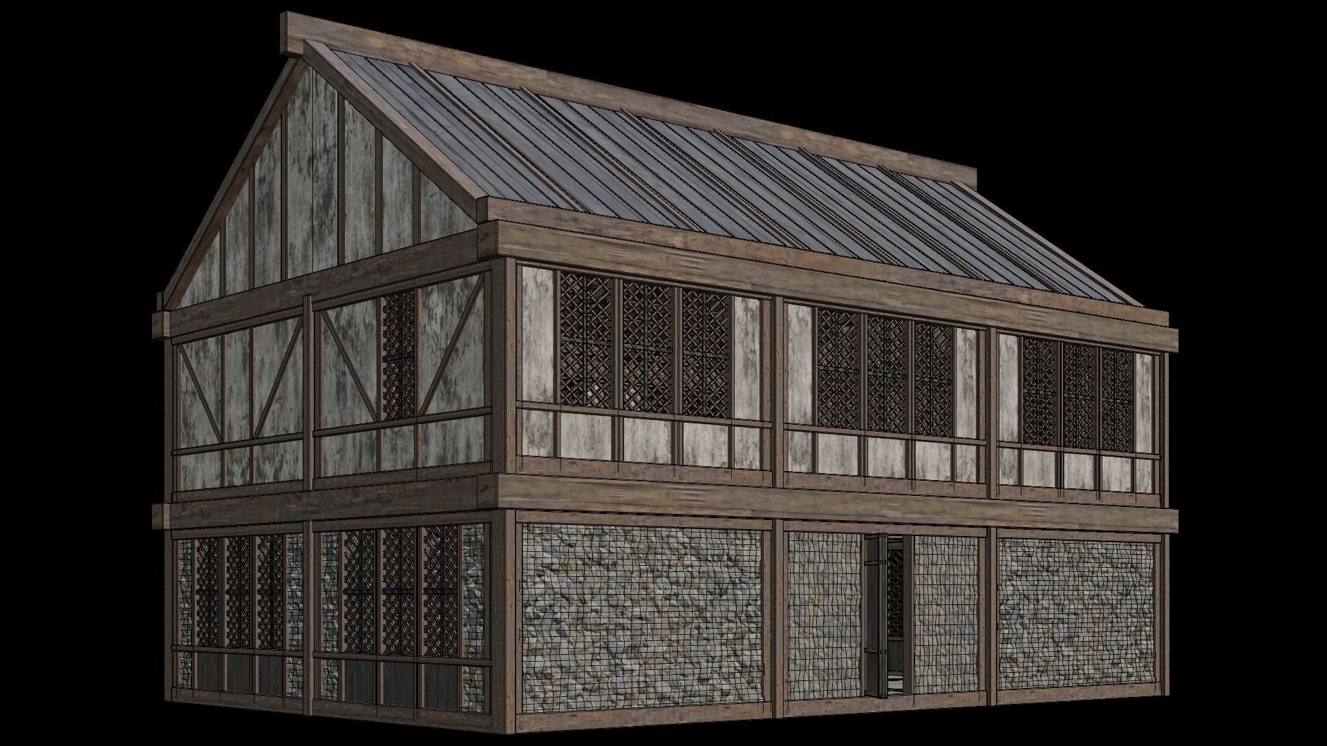 Medieval Houses Pack 36-37-38-39-40 - 4K Textures Game Ready Low-poly 3D model_57