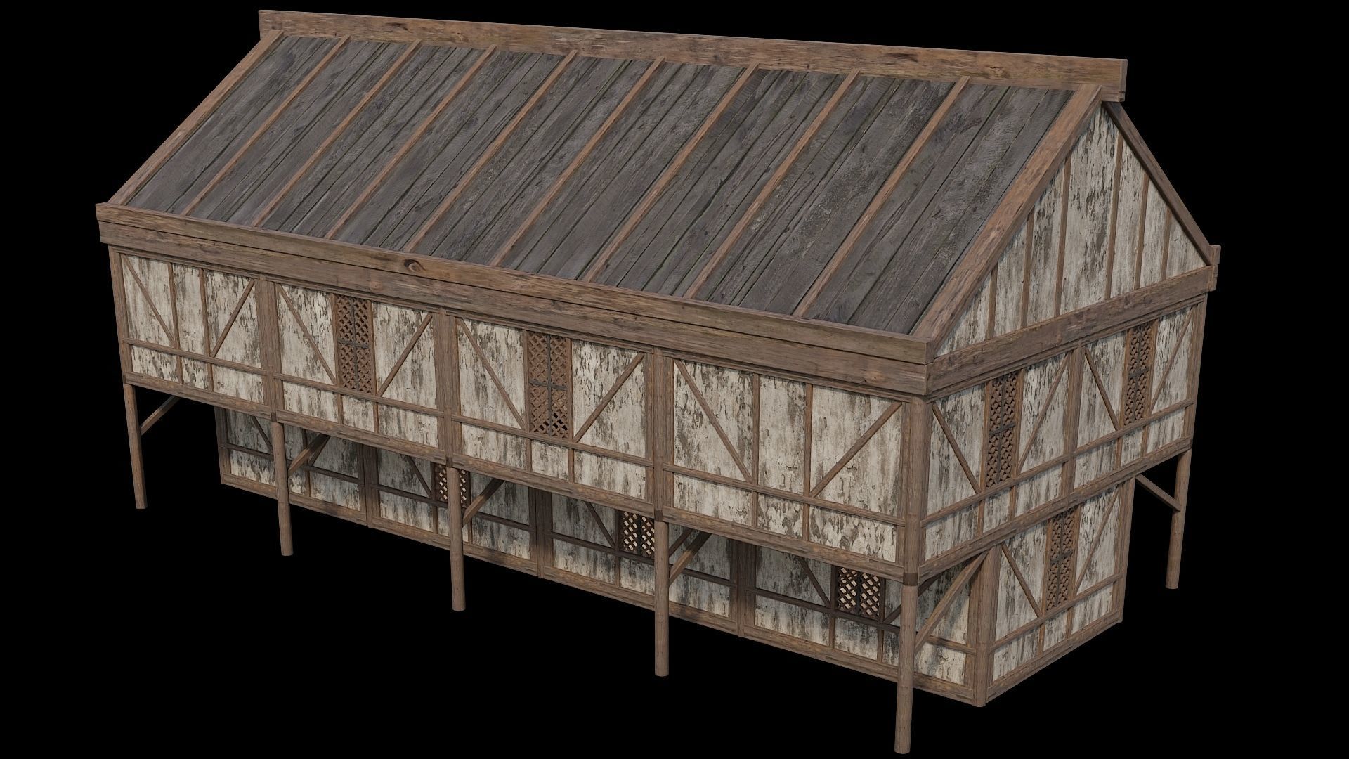 Medieval Houses Pack 36-37-38-39-40 - 4K Textures Game Ready Low-poly 3D model_27