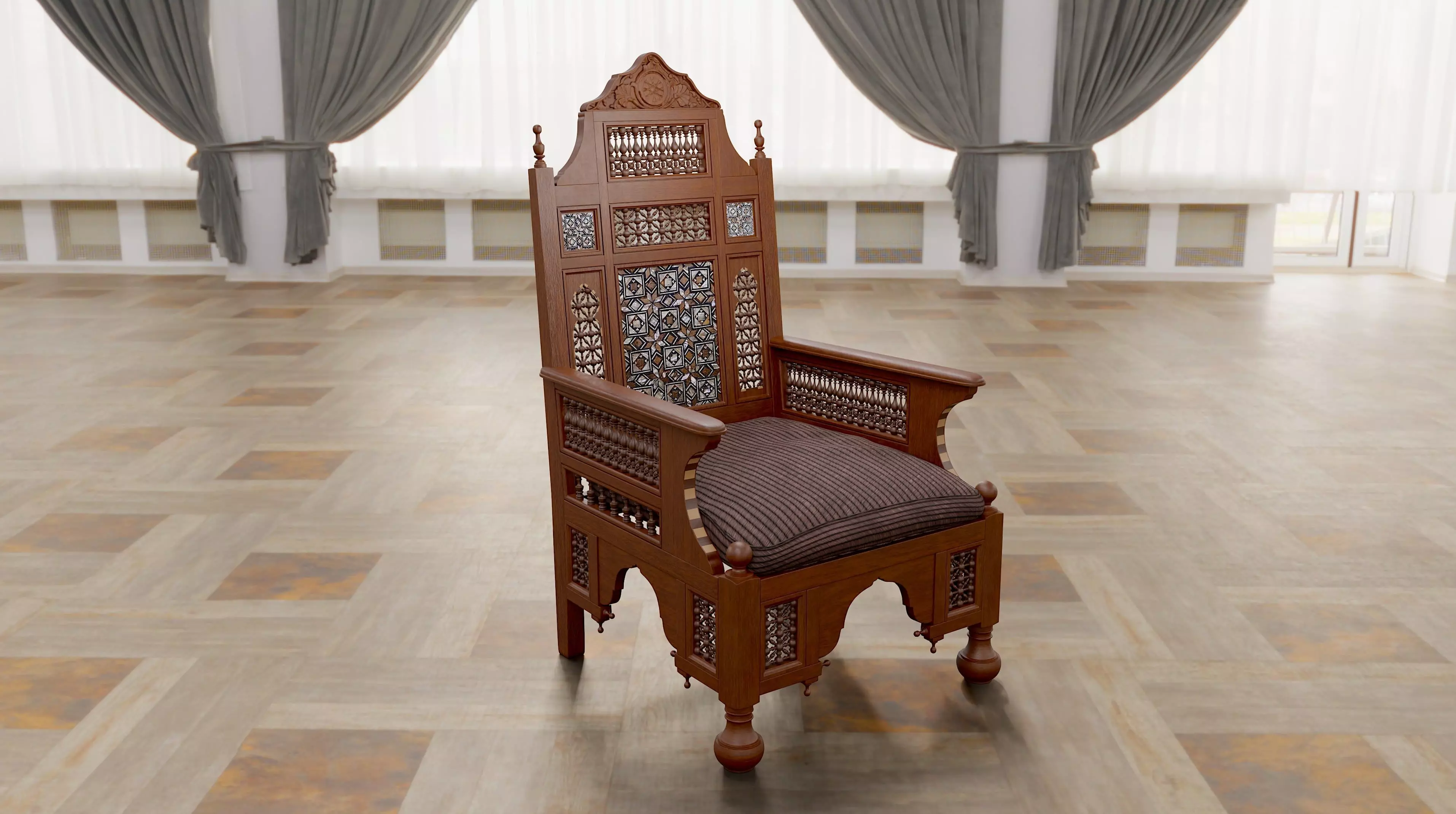 Islamic Arabesque Throne Chair 3D model