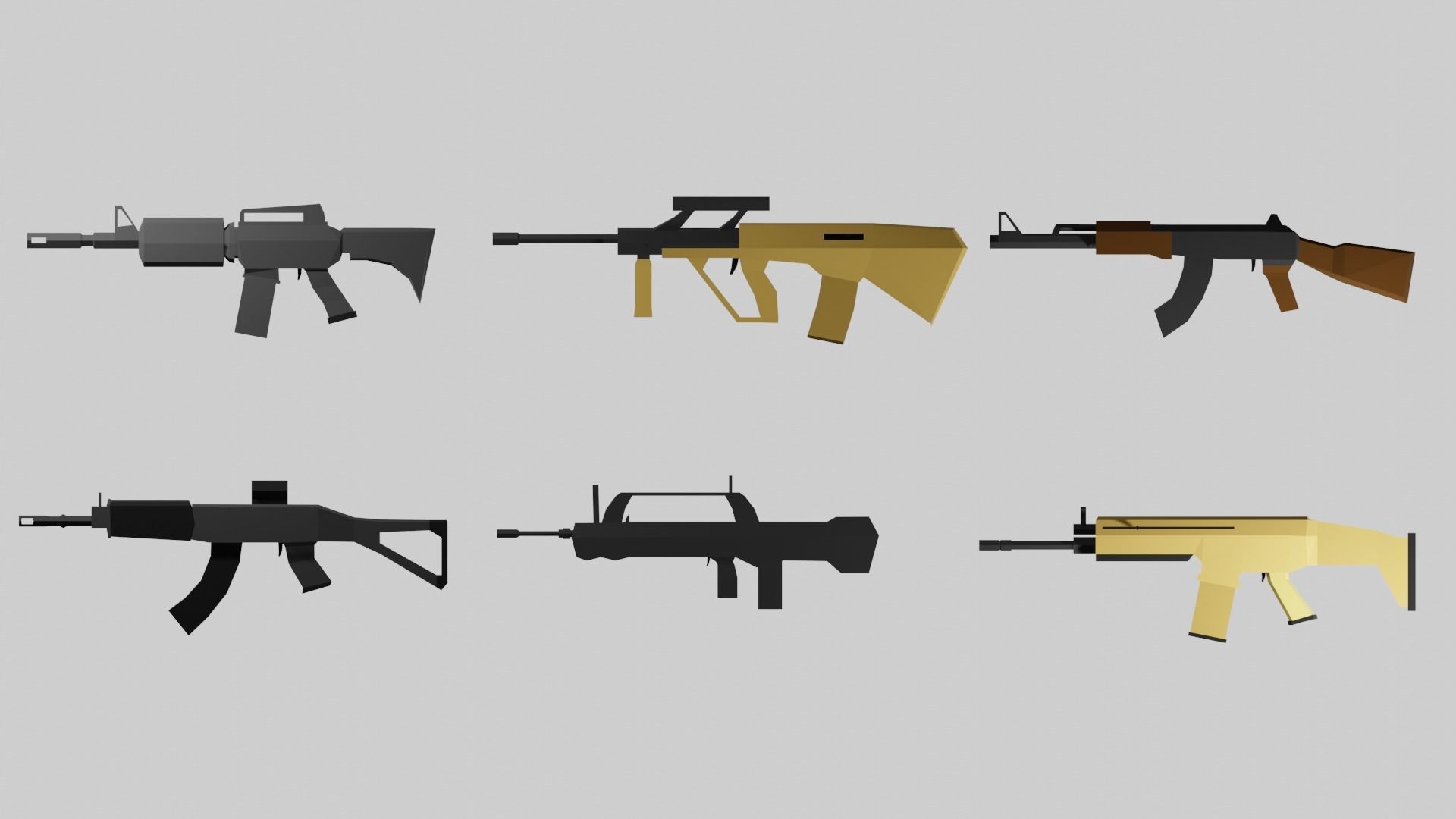 Low-poly Automatic rifles pack   Low-poly 3D model_3
