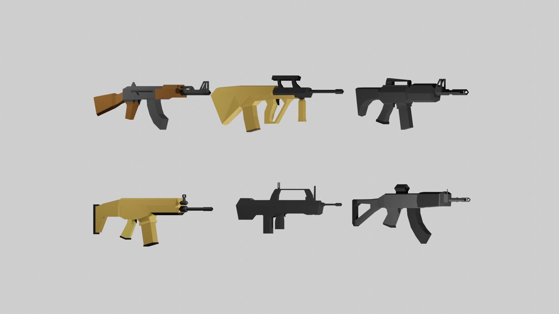 Low-poly Automatic rifles pack   Low-poly 3D model_2