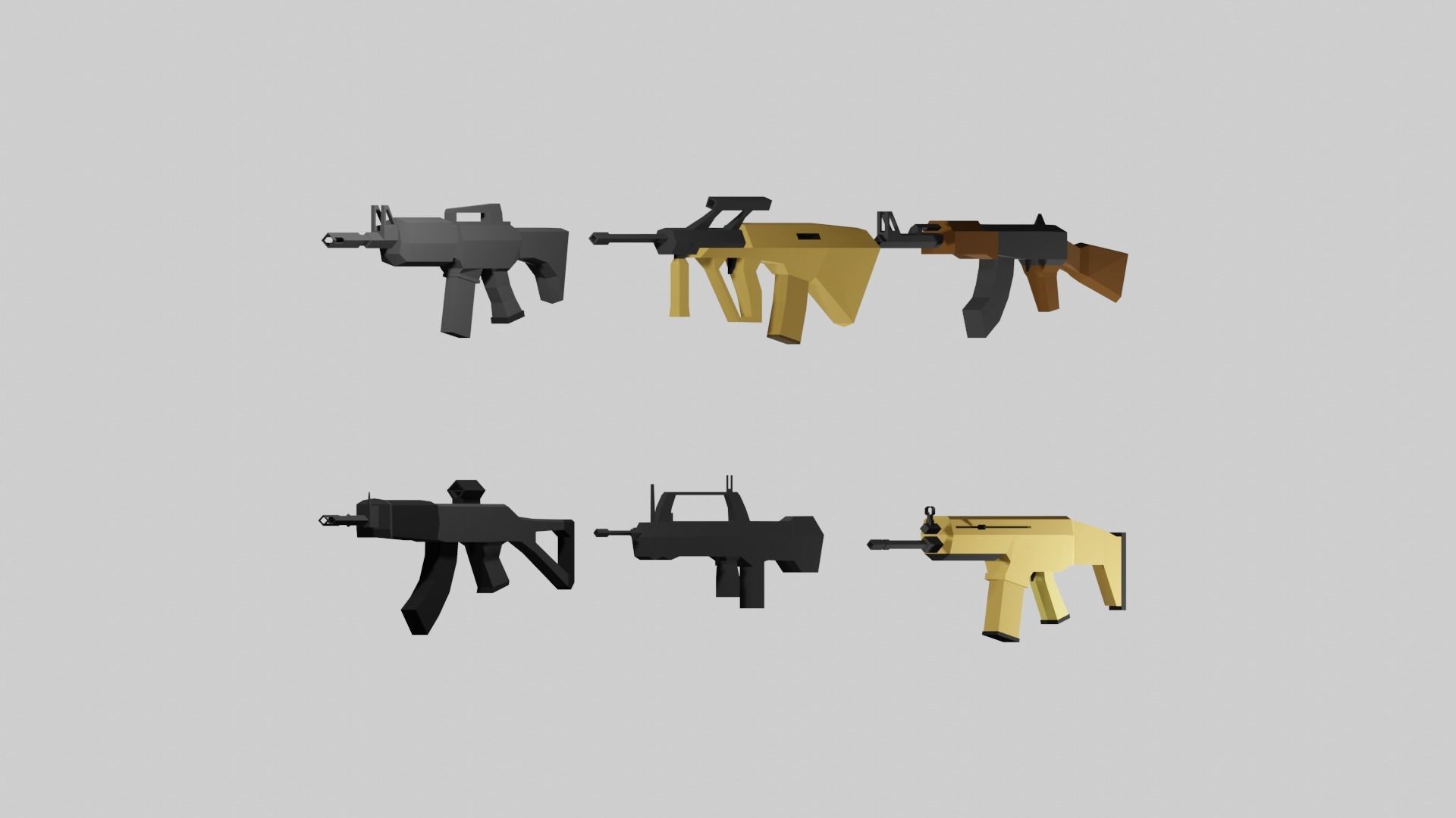 Low-poly Automatic rifles pack   Low-poly 3D model_4