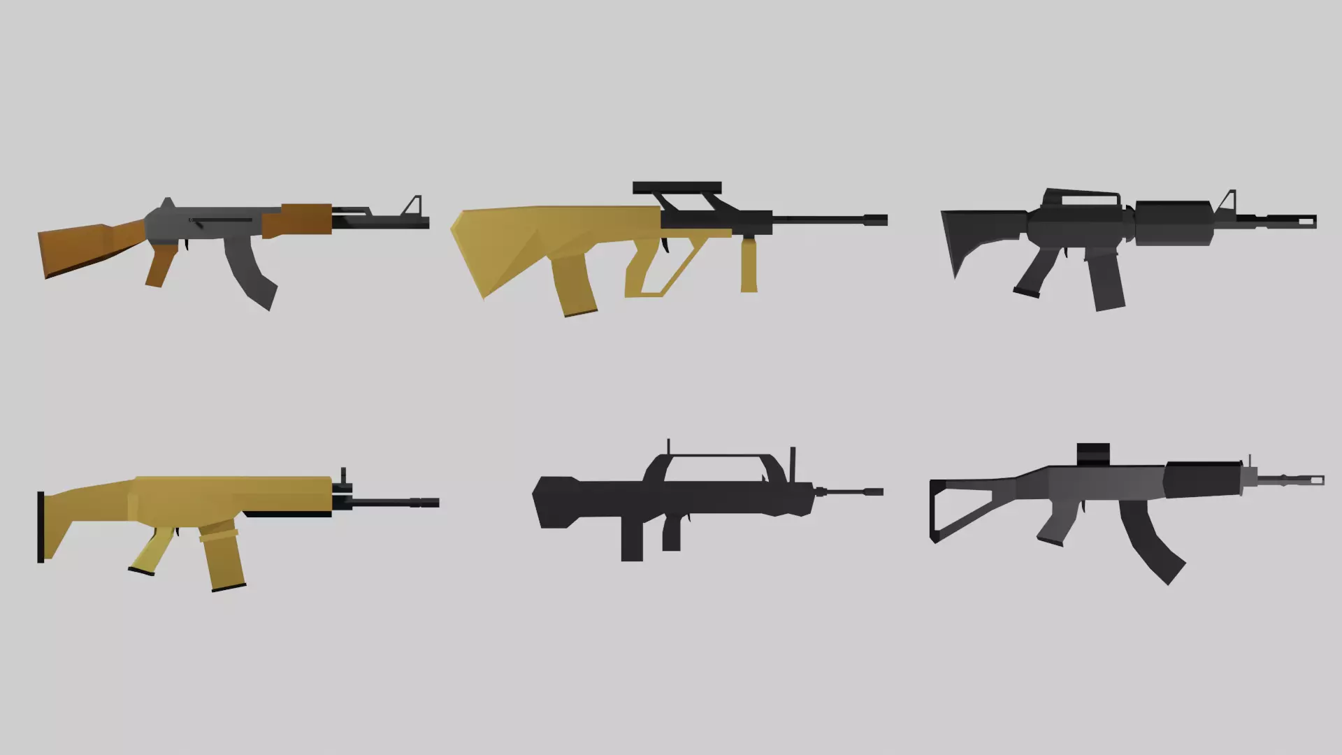 Low-poly Automatic rifles pack   Low-poly 3D model_0