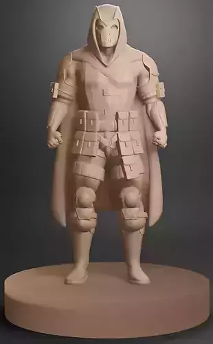 Miner statue of man wearing cloak