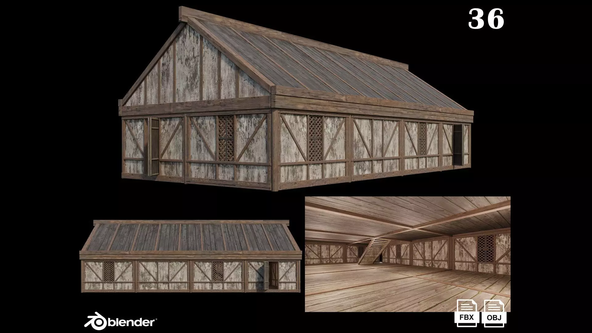 Medieval Houses 36- 4K Textures Game Ready Low-poly 3D model_0