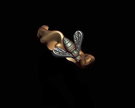 bee honey ring 3D print model_1