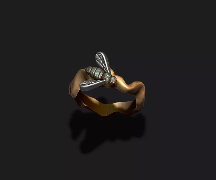 bee honey ring 3D print model_0