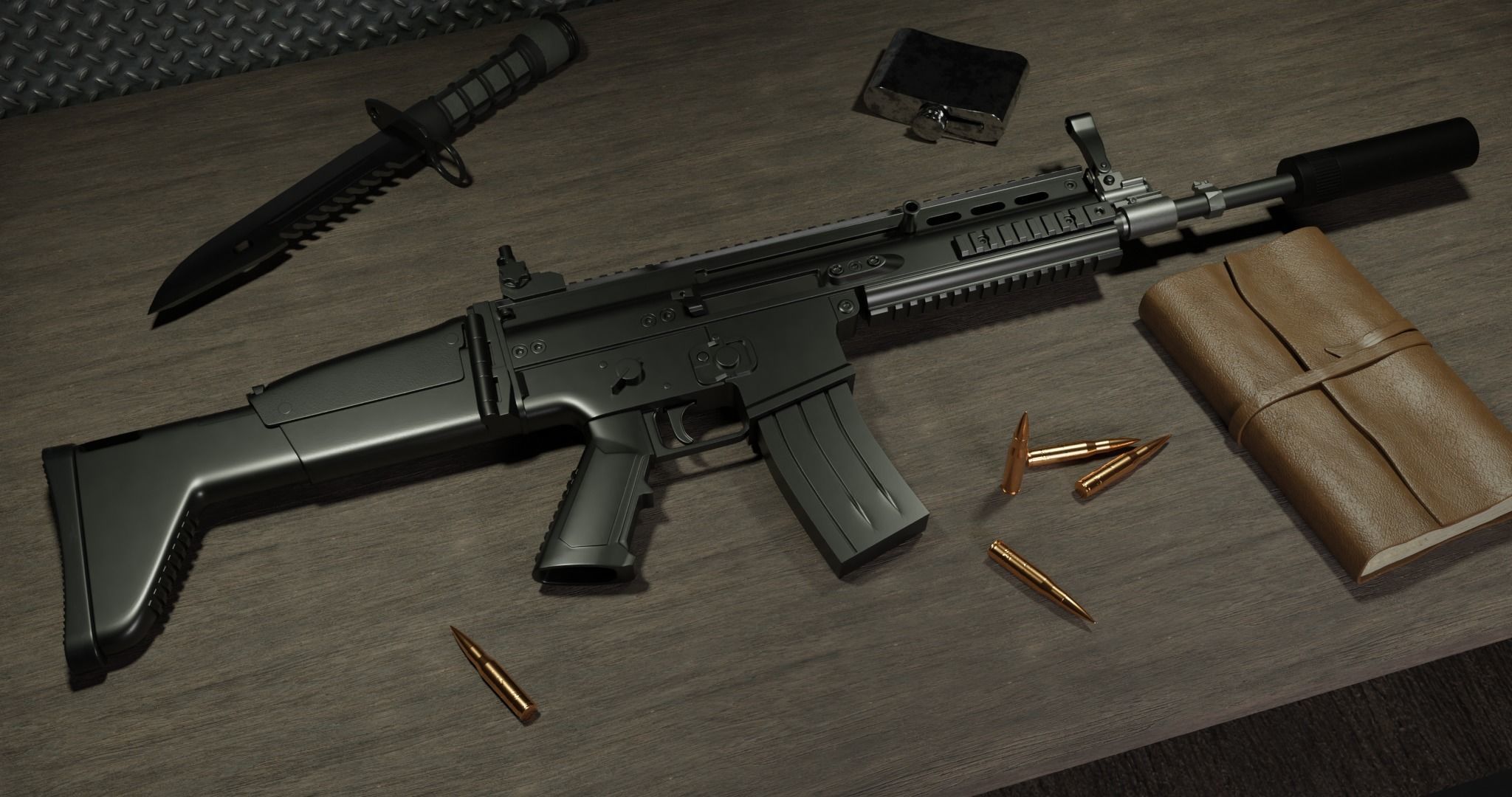 FN SCAR-H High Poly Free 3D model_7