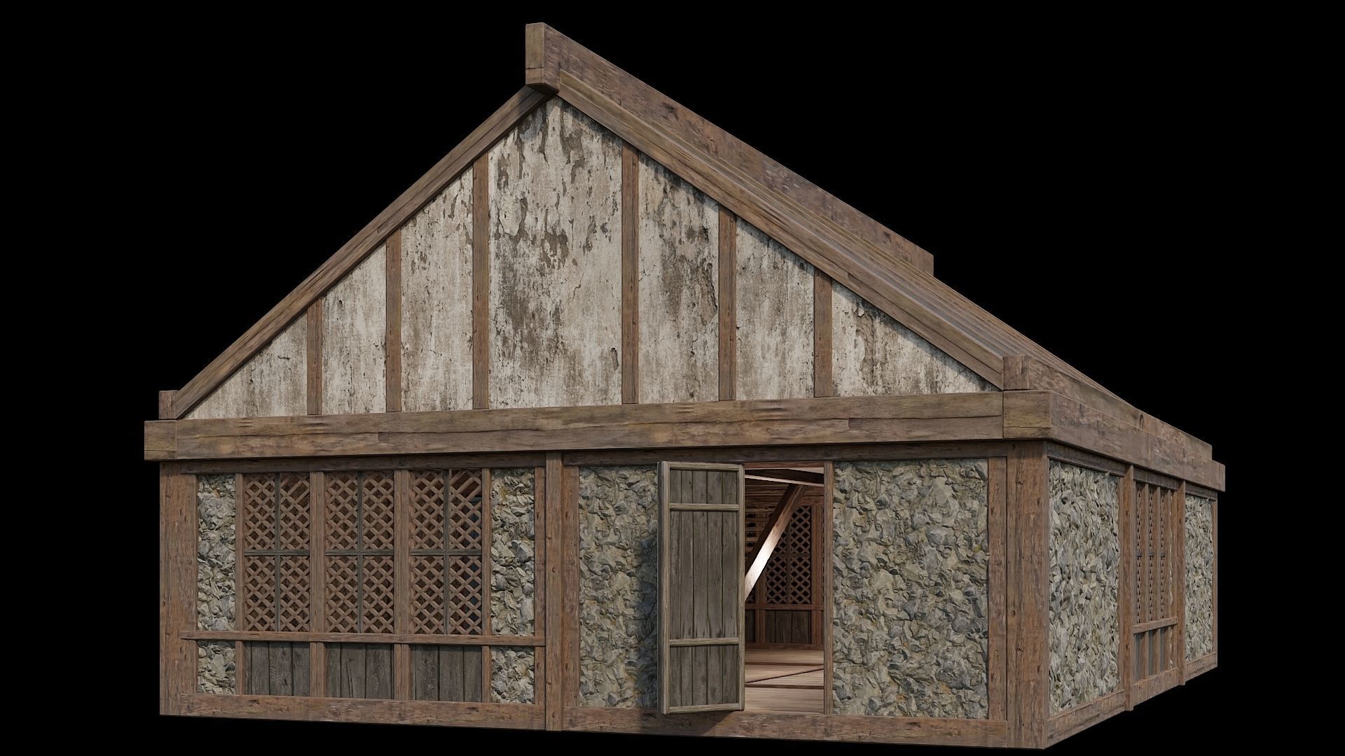 Medieval Houses 38- 4K Textures Game Ready Low-poly 3D model_9