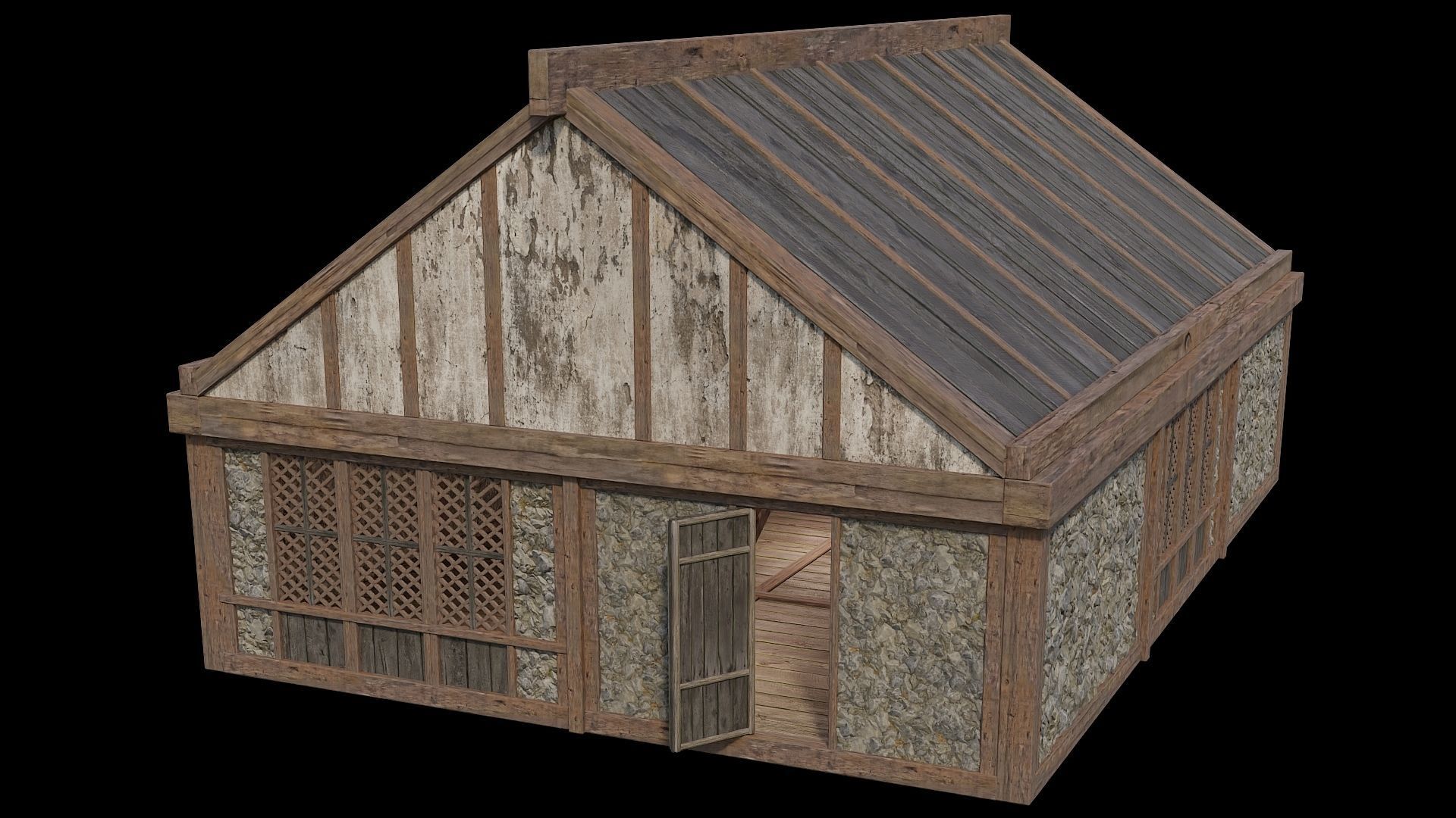 Medieval Houses 38- 4K Textures Game Ready Low-poly 3D model_13