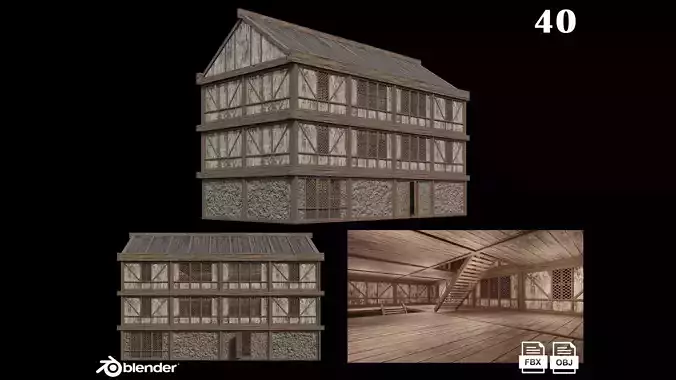 Medieval Houses 40- 4K Textures Game Ready