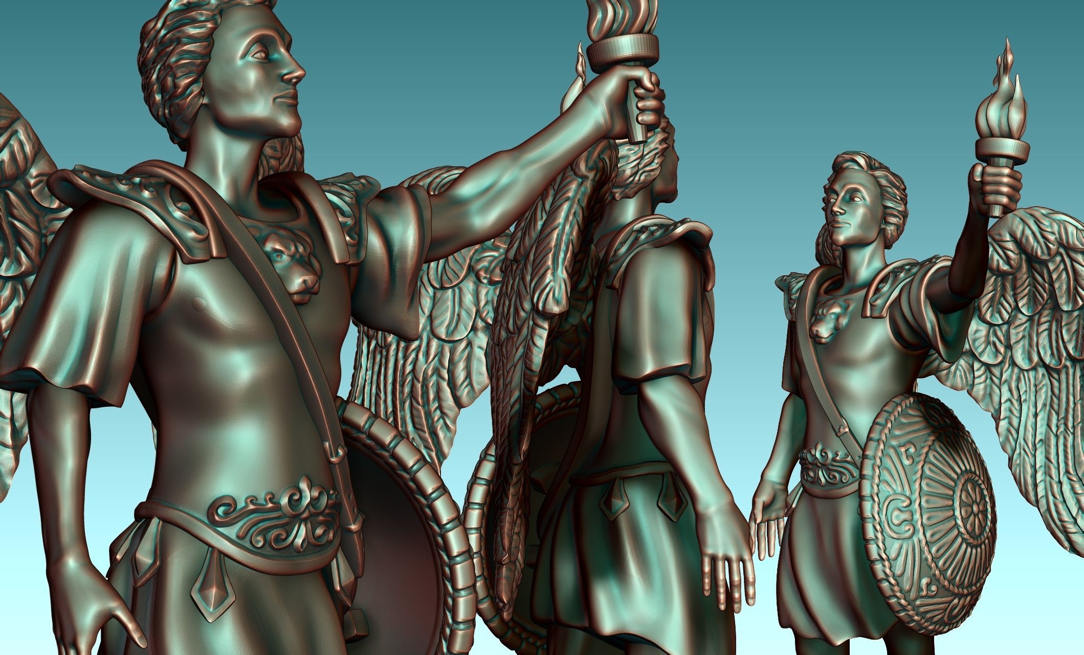 Gabriel Archangel - Metal - Wood - CNC Rounting and 3D print model_14