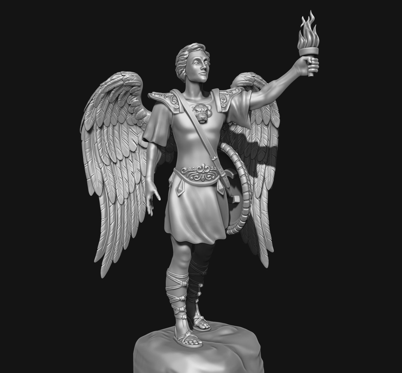 Gabriel Archangel - Metal - Wood - CNC Rounting and 3D print model_7