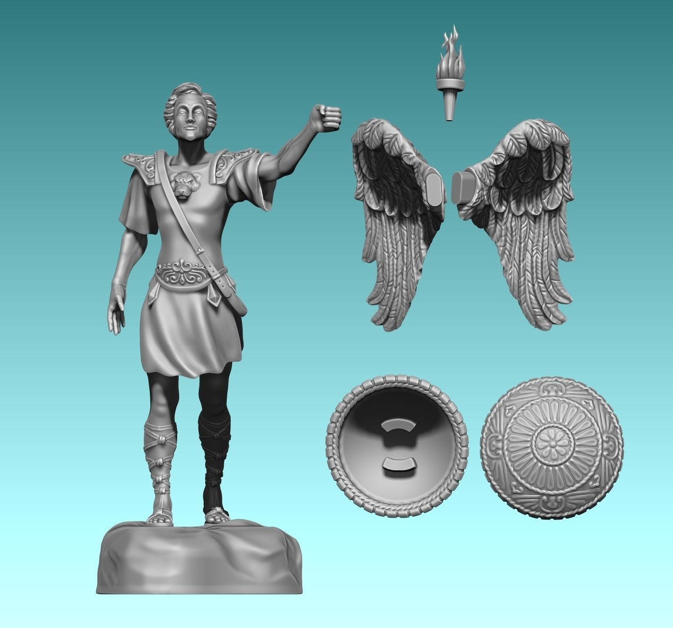 Gabriel Archangel - Metal - Wood - CNC Rounting and 3D print model_5