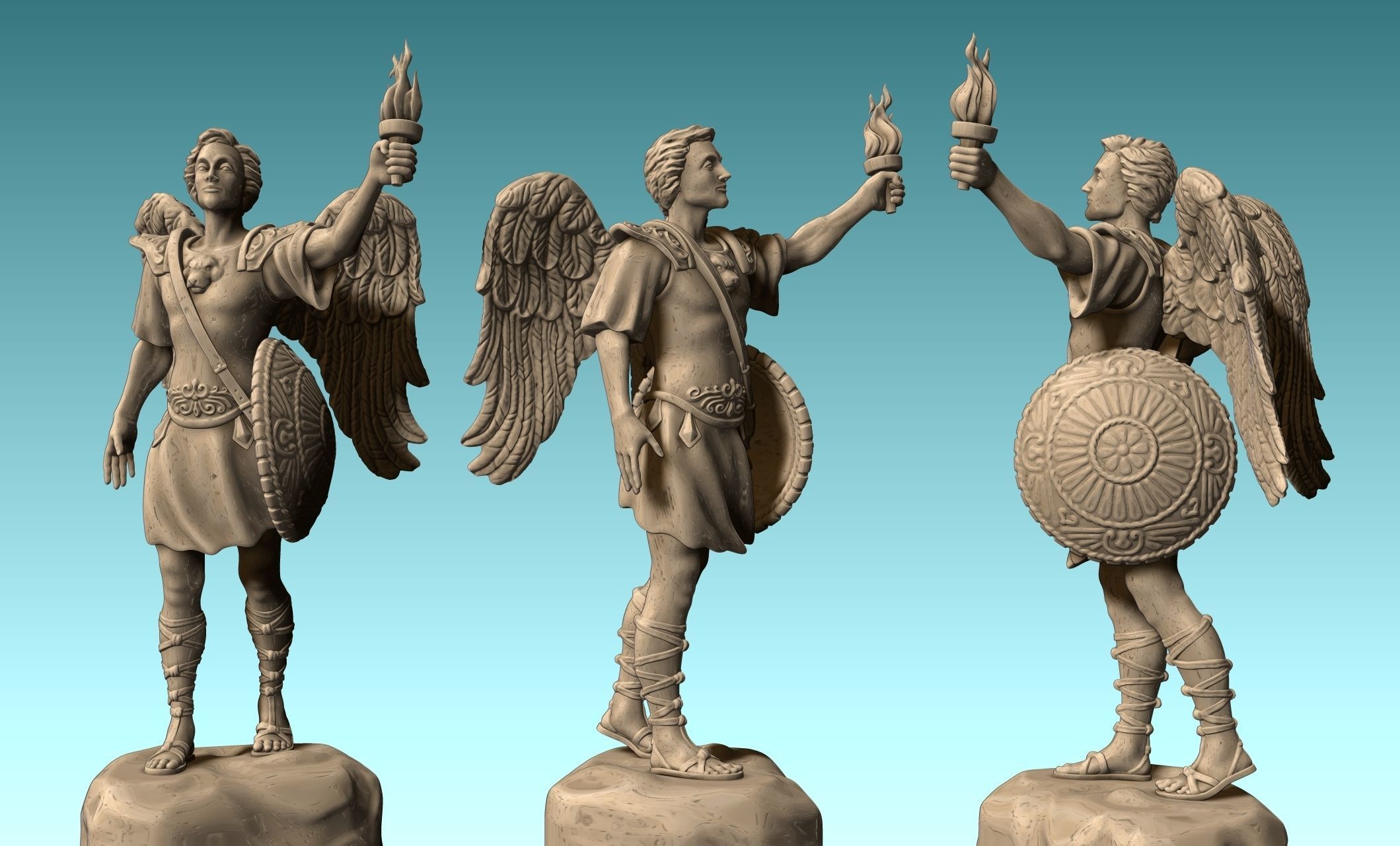 Gabriel Archangel - Metal - Wood - CNC Rounting and 3D print model_16
