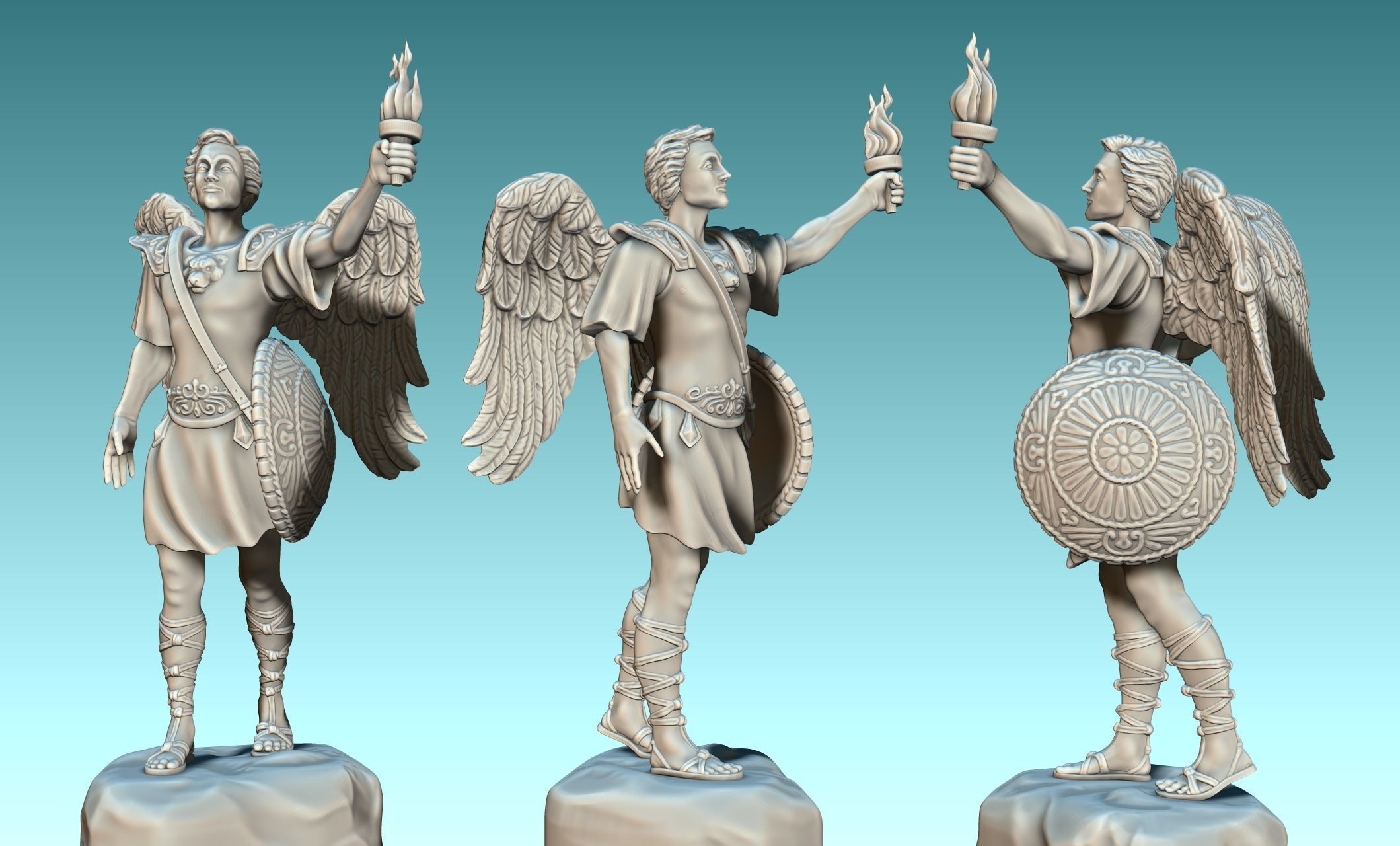Gabriel Archangel - Metal - Wood - CNC Rounting and 3D print model_22