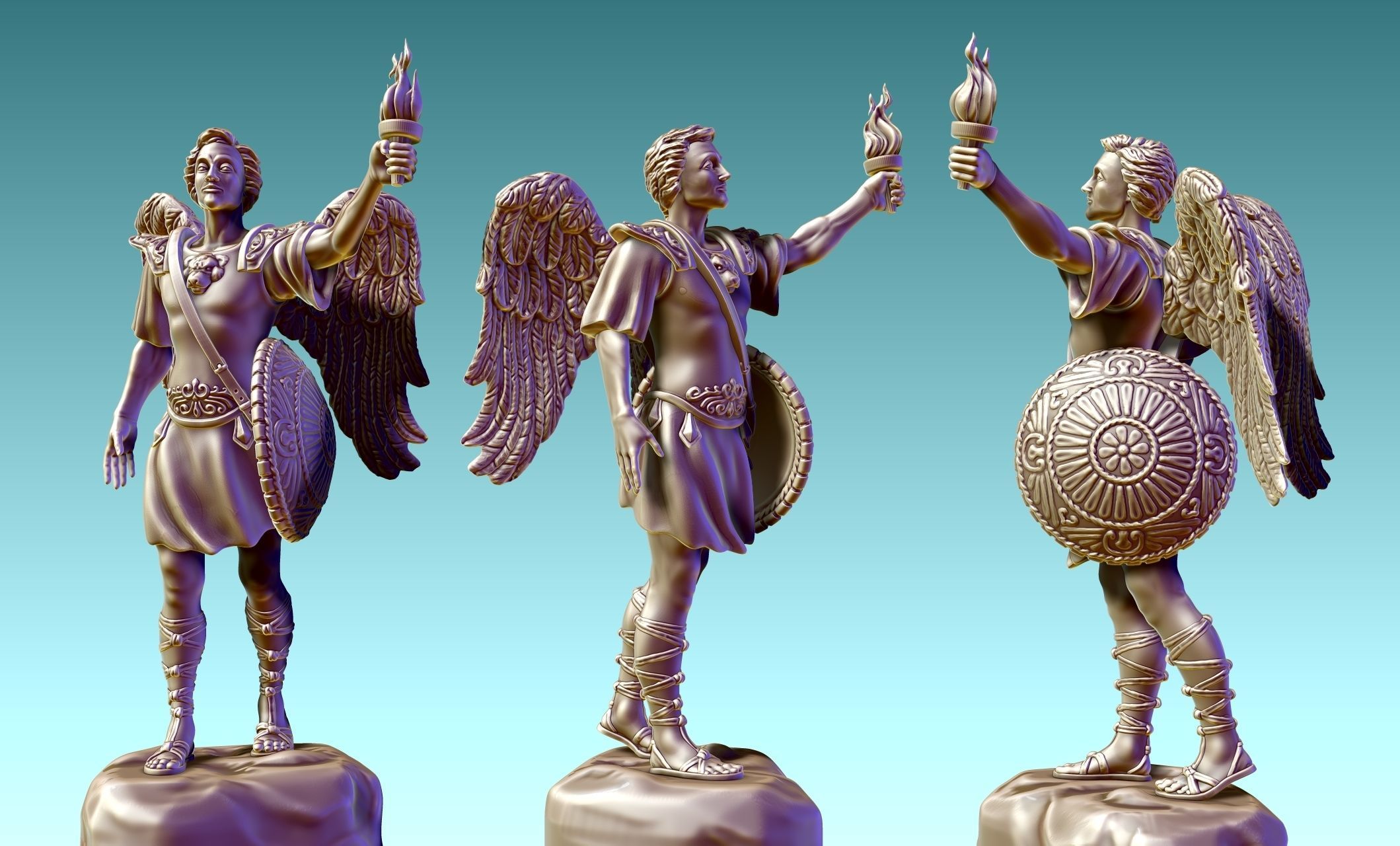 Gabriel Archangel - Metal - Wood - CNC Rounting and 3D print model_18