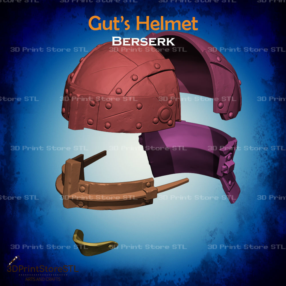 Guts Helmet Cosplay Berserk - STL File 3D print model_5