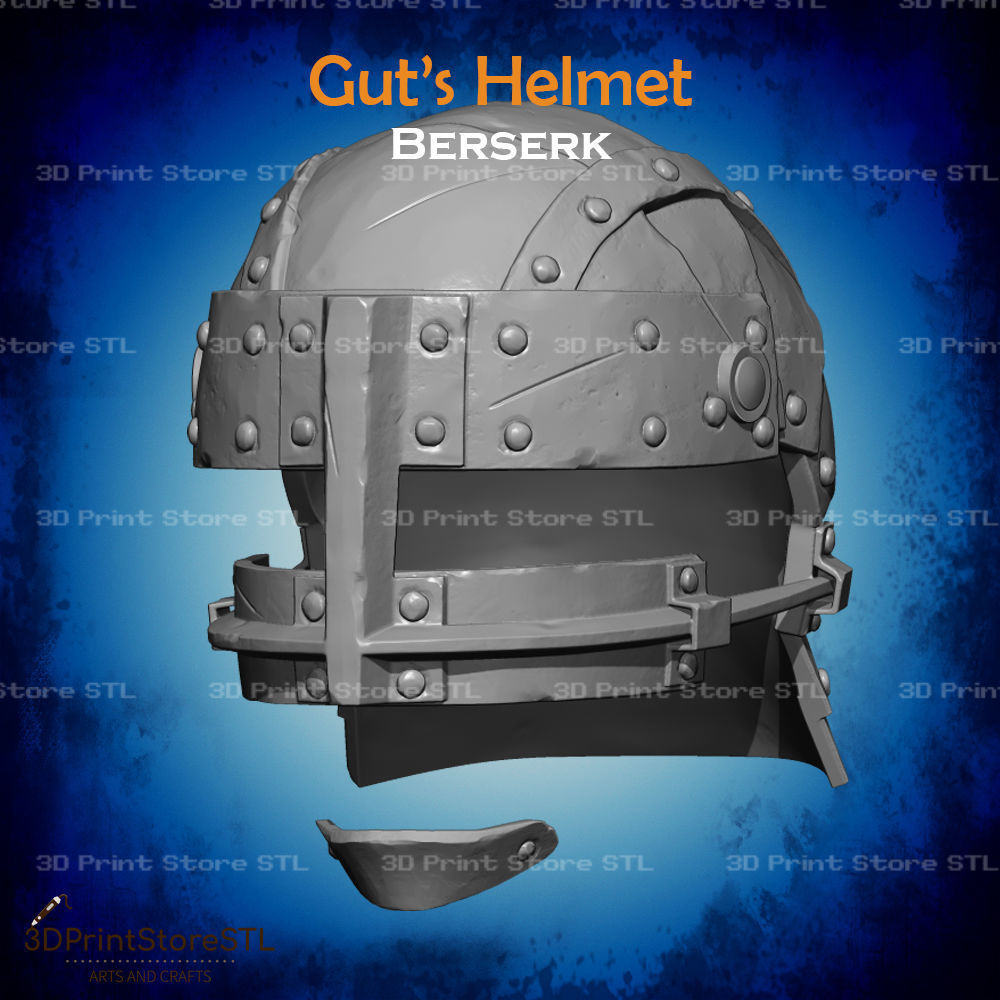 Guts Helmet Cosplay Berserk - STL File 3D print model_4