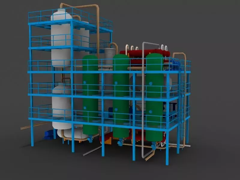 refinery unit hydrocracker 3D model_0