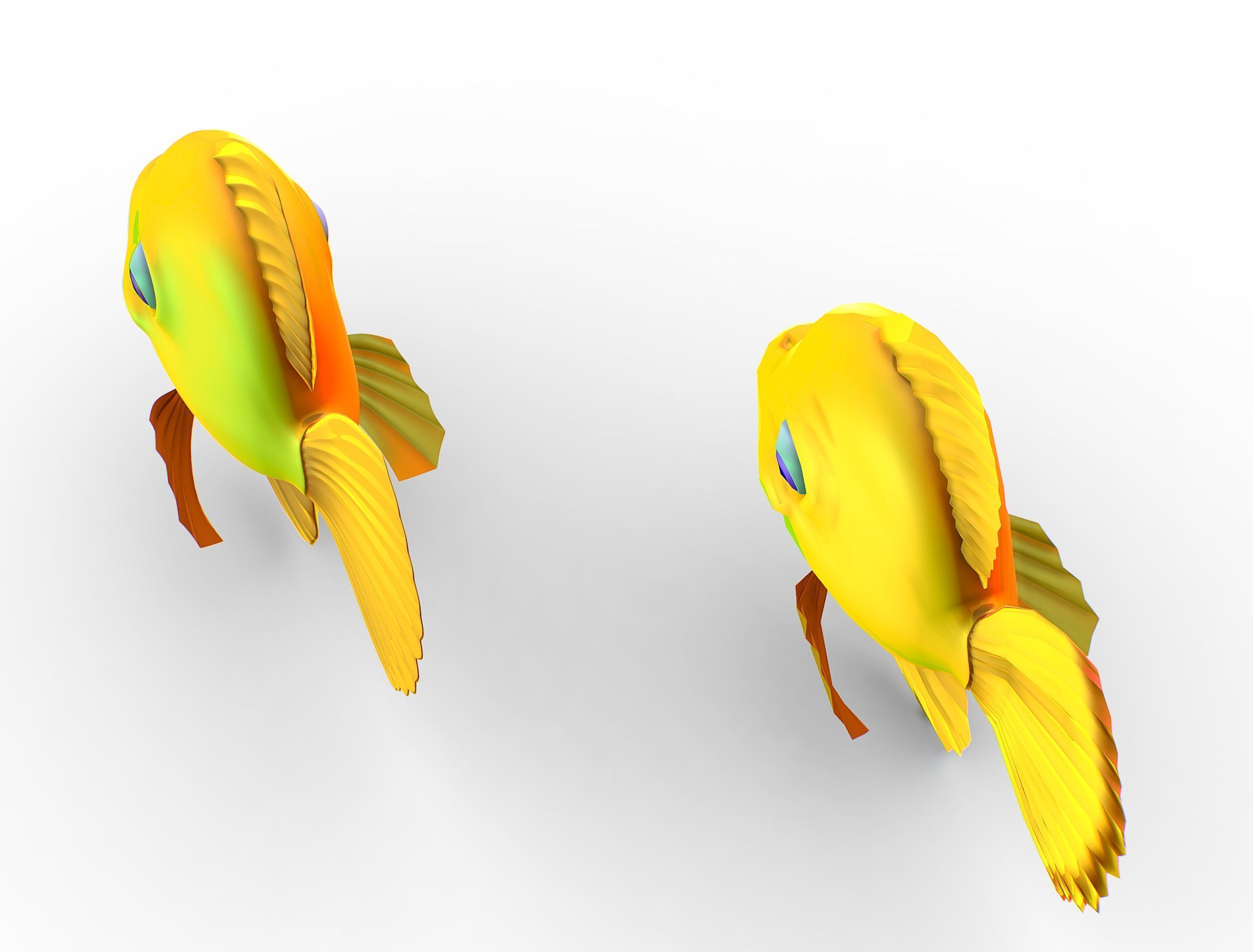 Hi-Poly Subdivision 3D Model Gold Fish Low-poly 3D model_19