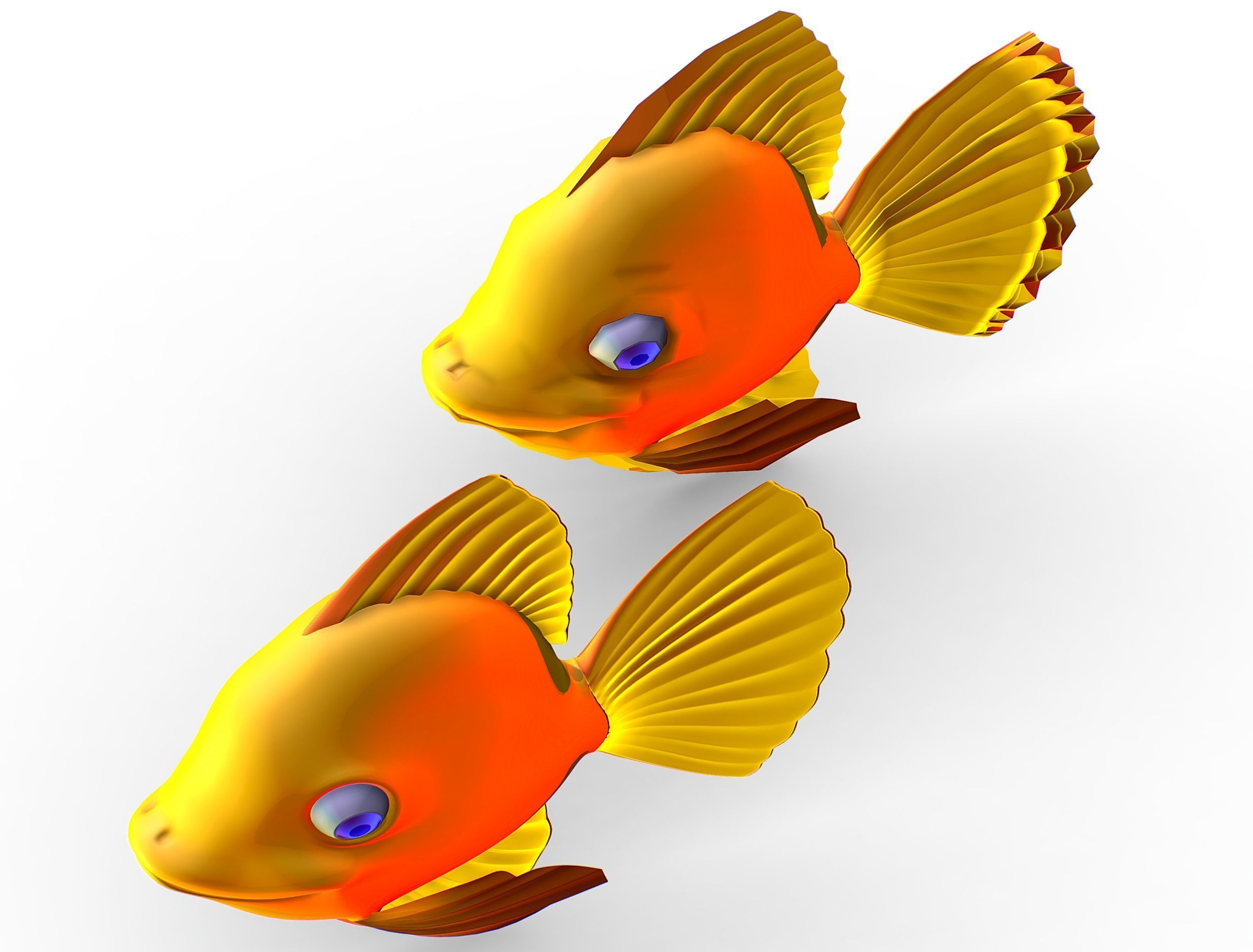 Hi-Poly Subdivision 3D Model Gold Fish Low-poly 3D model_18