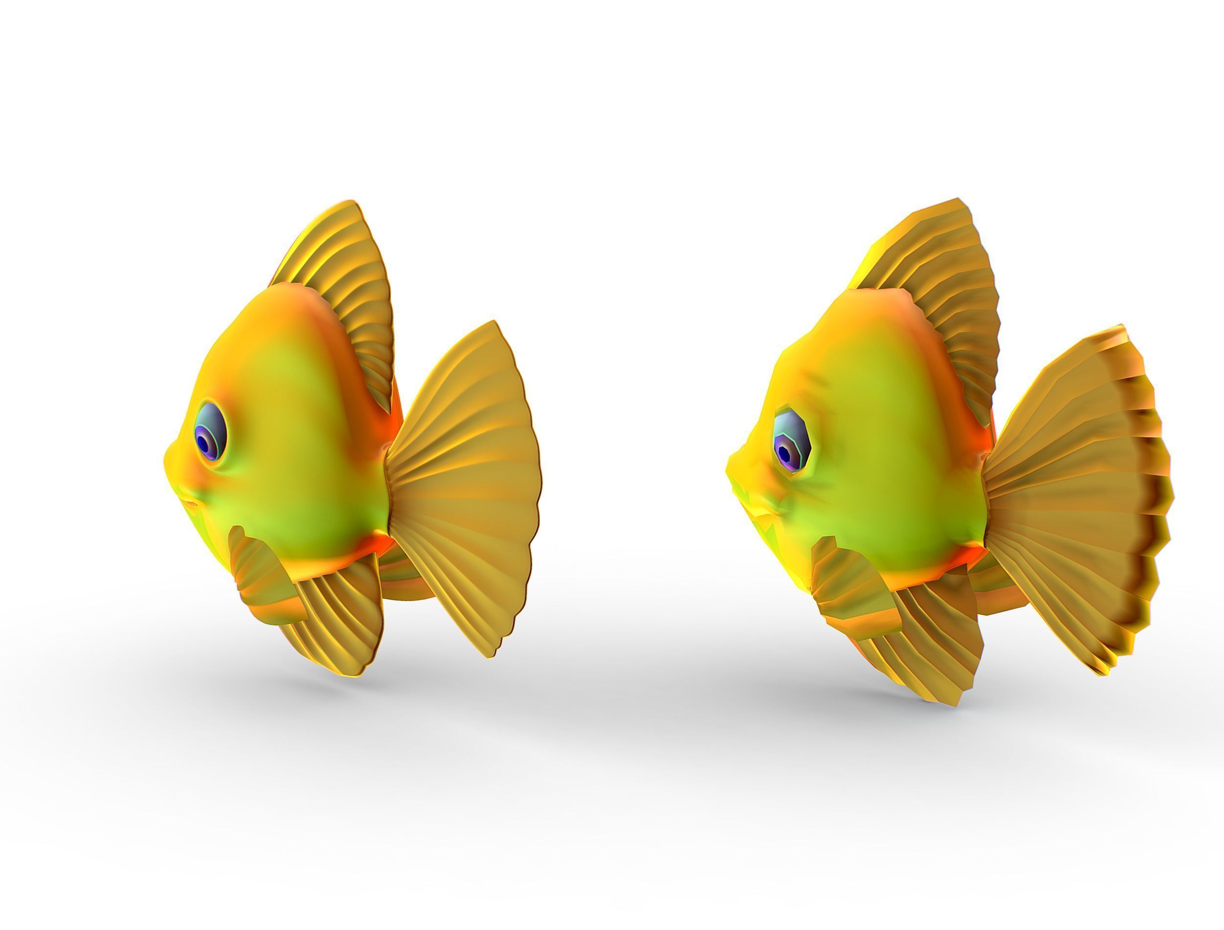 Hi-Poly Subdivision 3D Model Gold Fish Low-poly 3D model_12