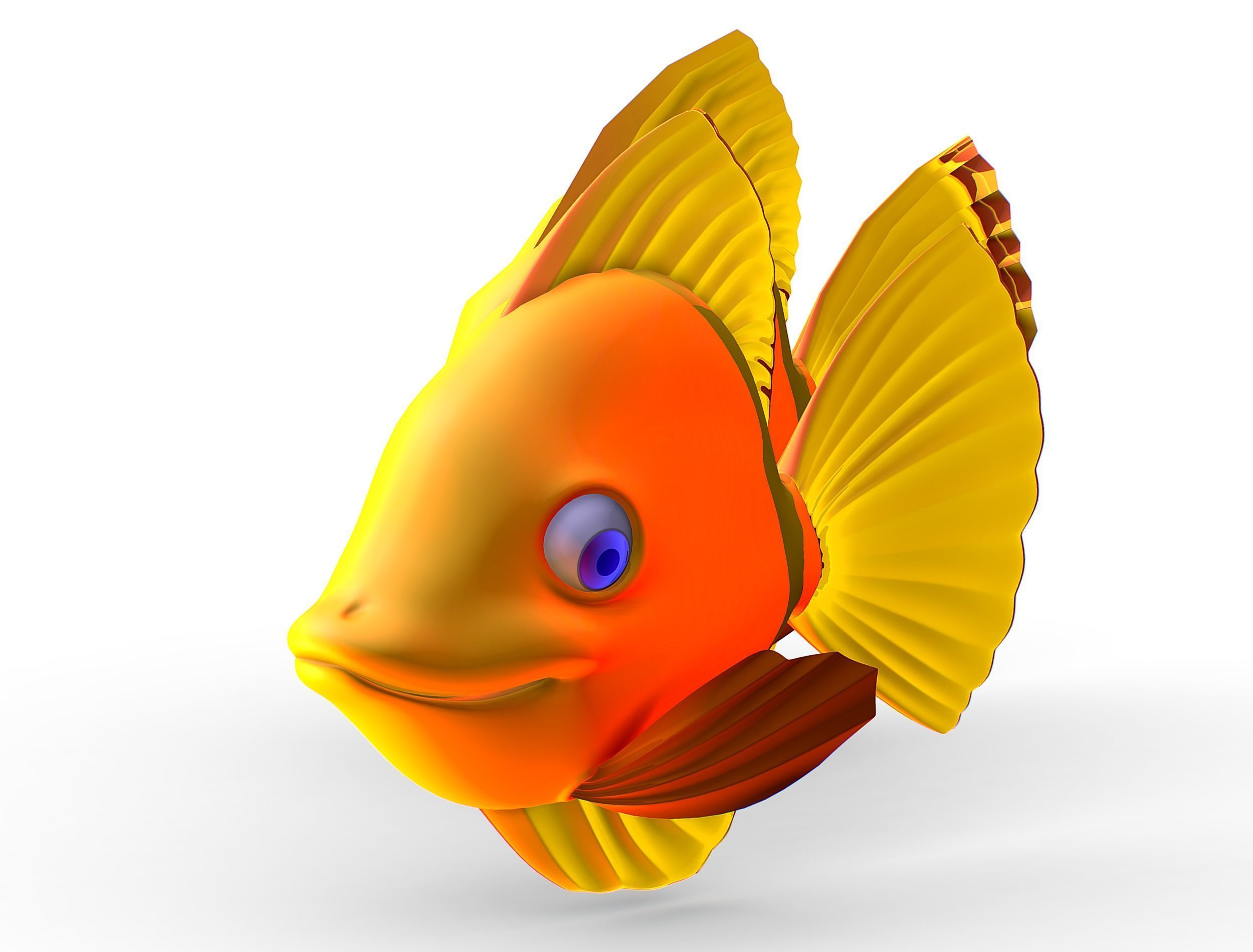 Hi-Poly Subdivision 3D Model Gold Fish Low-poly 3D model_9