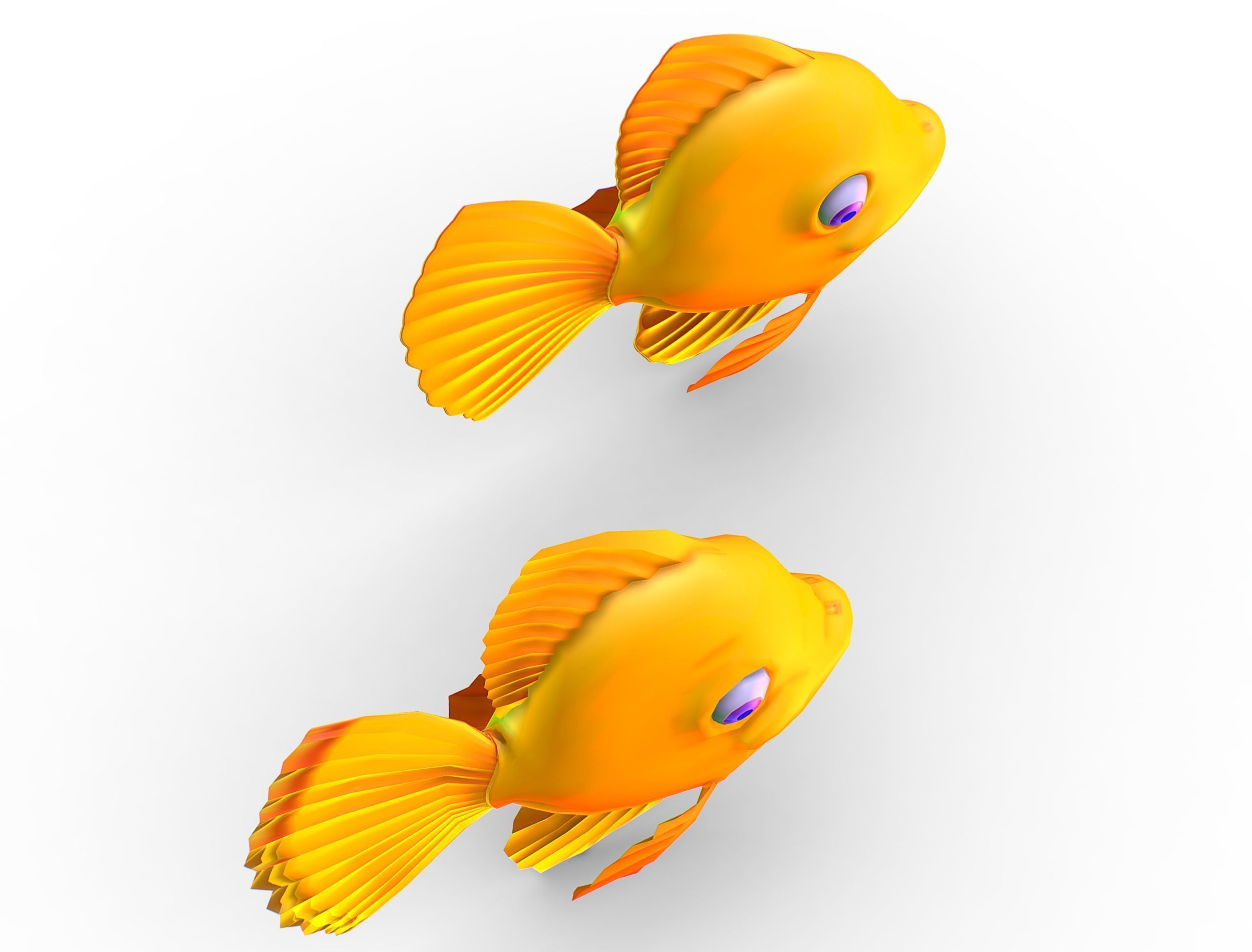 Hi-Poly Subdivision 3D Model Gold Fish Low-poly 3D model_20