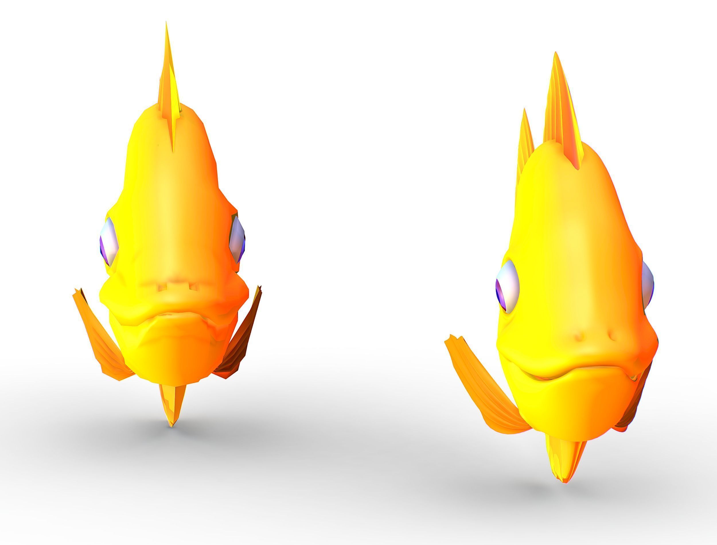 Hi-Poly Subdivision 3D Model Gold Fish Low-poly 3D model_7