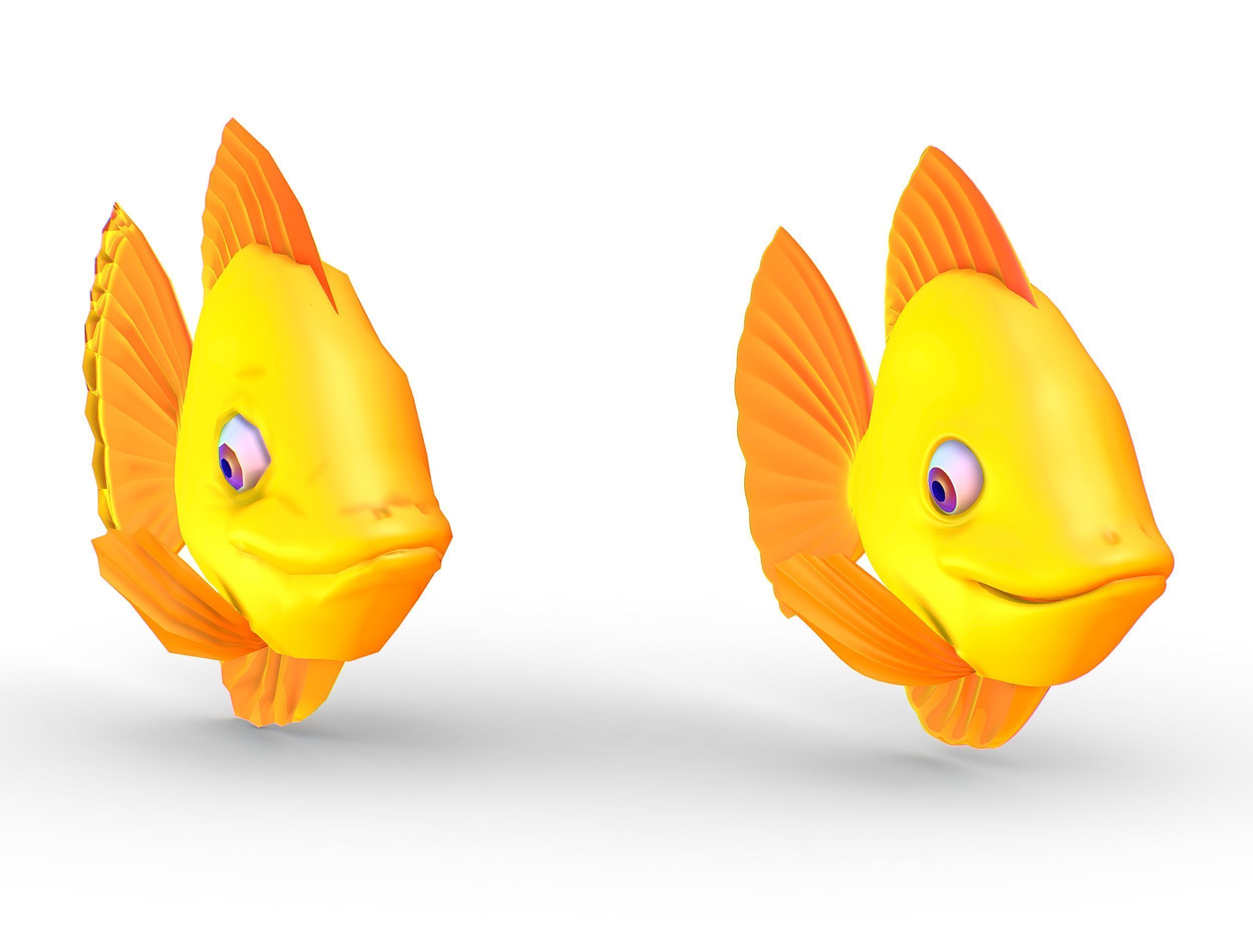 Hi-Poly Subdivision 3D Model Gold Fish Low-poly 3D model_6