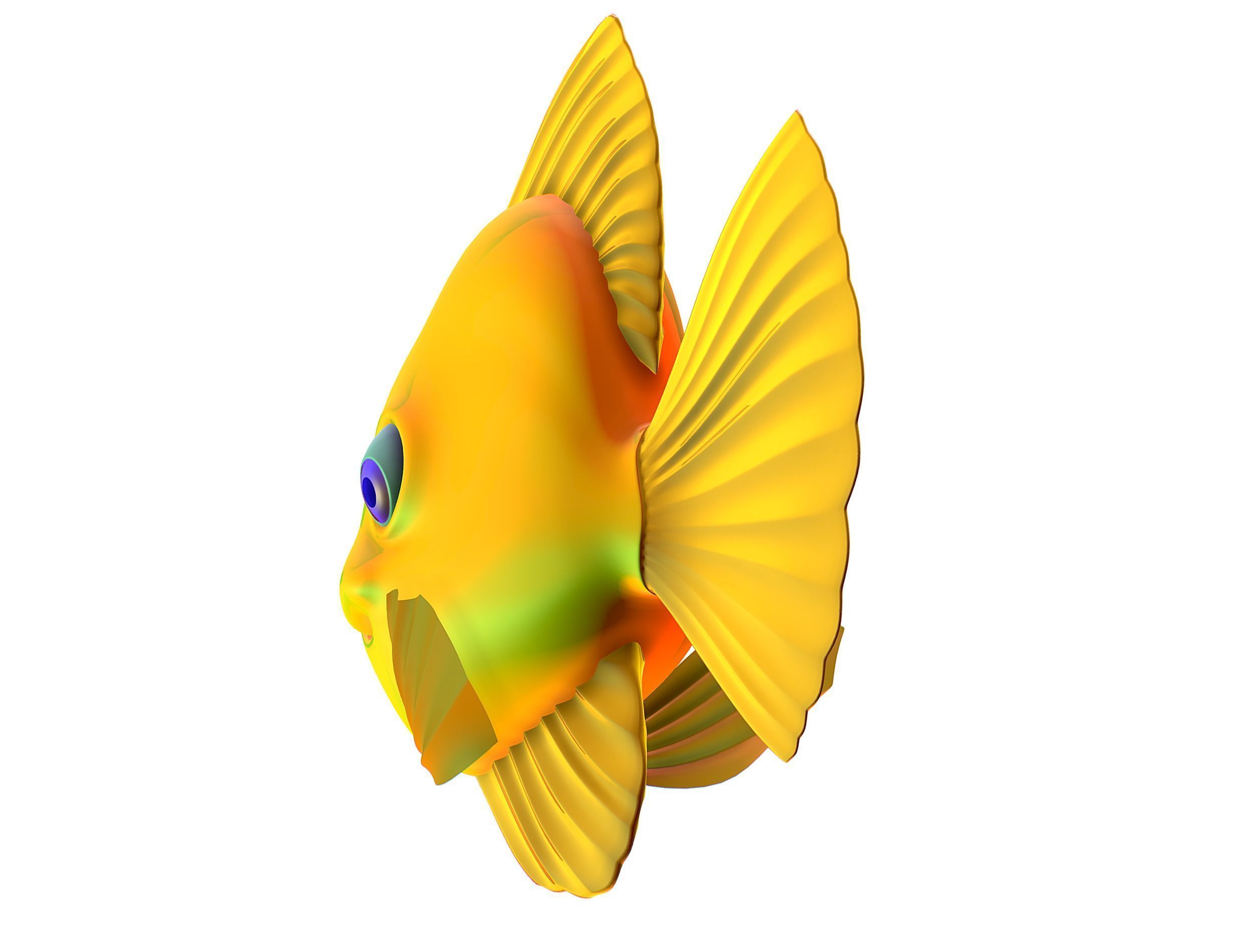 Hi-Poly Subdivision 3D Model Gold Fish Low-poly 3D model_4