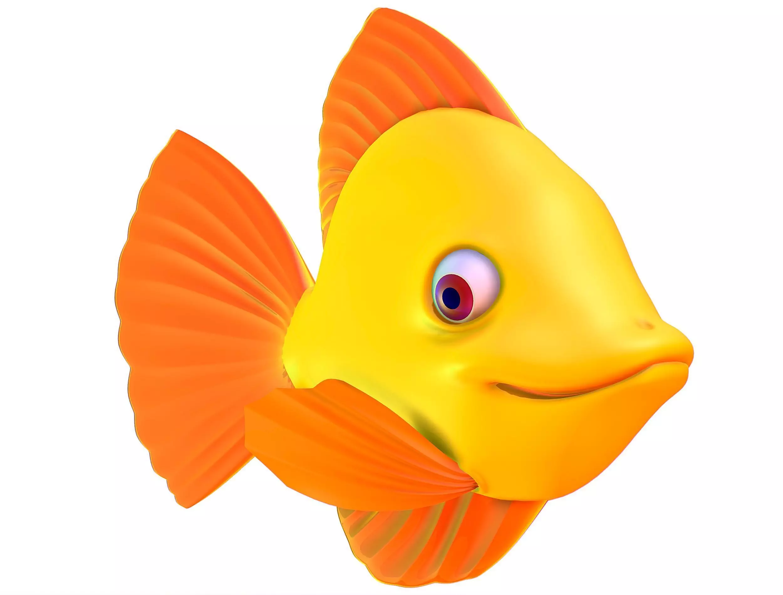 Hi-Poly Subdivision 3D Model Gold Fish Low-poly 3D model_0