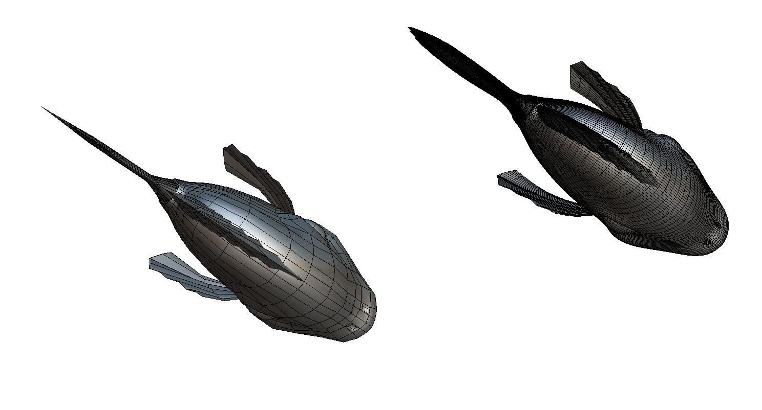 Hi-Poly Subdivision 3D Model Gold Fish Low-poly 3D model_26