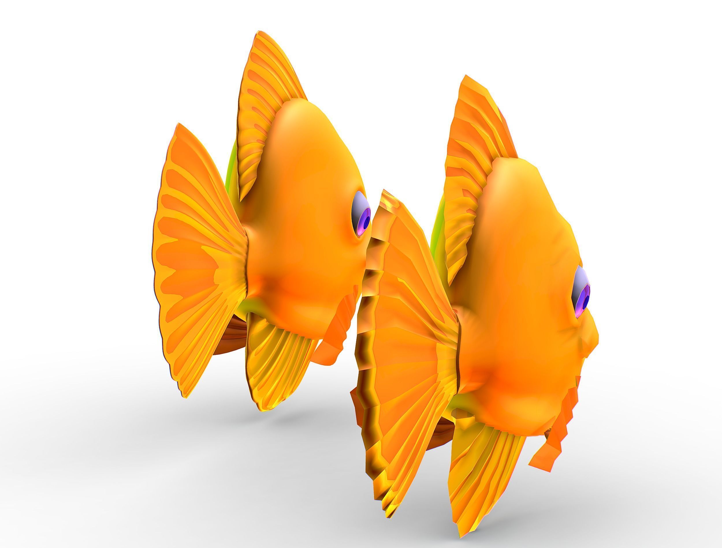 Hi-Poly Subdivision 3D Model Gold Fish Low-poly 3D model_14