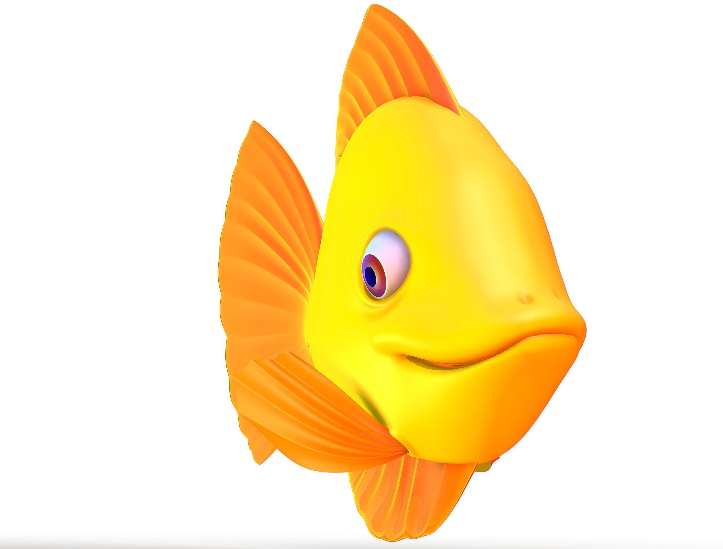 Hi-Poly Subdivision 3D Model Gold Fish Low-poly 3D model_1